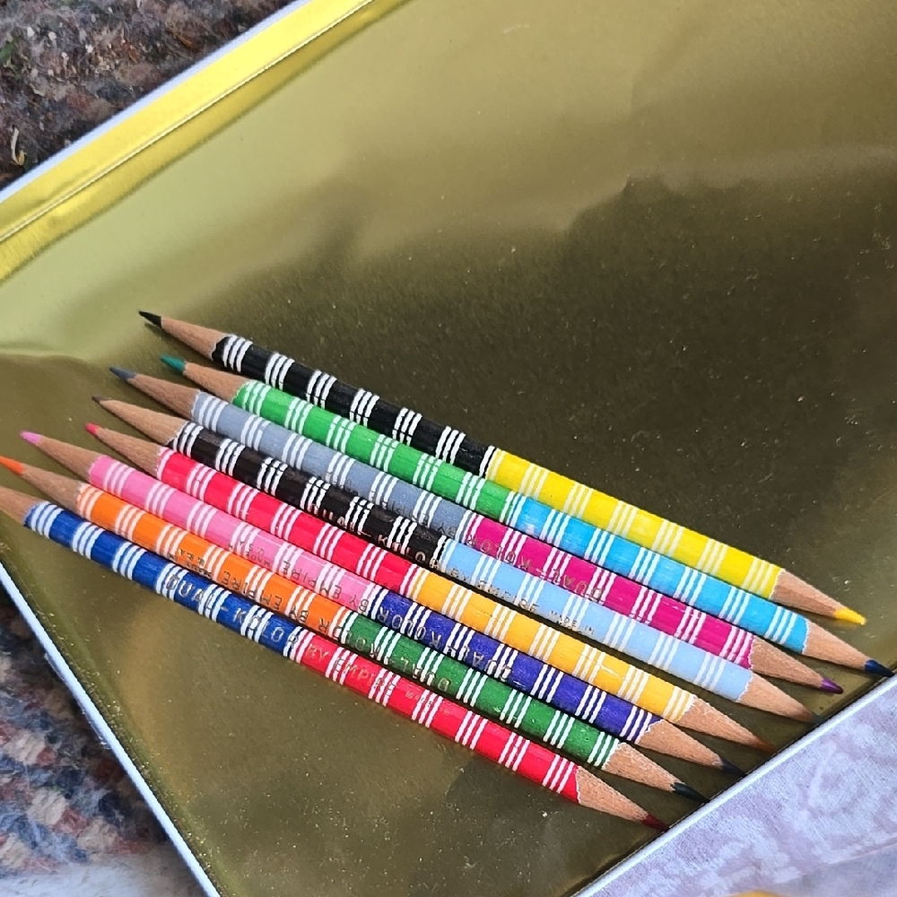 VTG 80s EMPIRE ART DUAL KOLOR  Color Striped Pencils Set of 8 Made USA